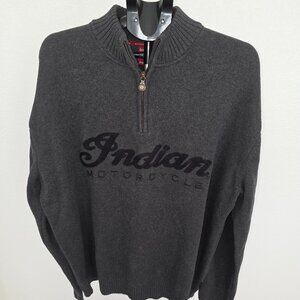 INDIAN MOTORCYCLE BRAND LONG SLEEVE CHARCOAL GRAY 100% COTTON SWEATER SIZE 2XL